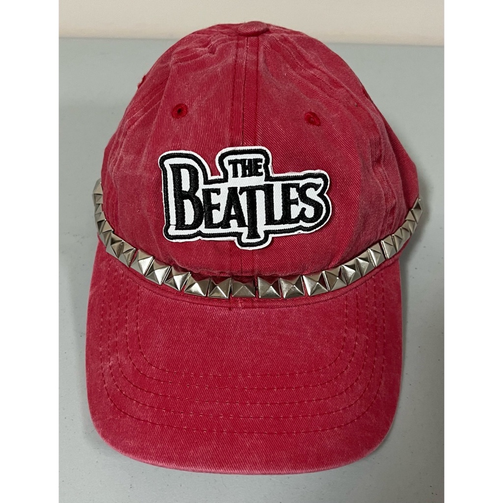 Red Denim ‘The Beatles’ Band Patch Studded Baseball Cap Trucker Hat #Beatles